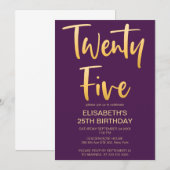 Modern Elegant Eenvoudig Paarse 25E Verjaardagsfee Kaart (Voorkant / Achterkant)