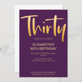 Modern Elegant Eenvoudig Paarse 30ste Verjaardagsf Kaart (Voorkant / Achterkant)