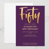 Modern Elegant Eenvoudig Paarse 50ste Verjaardagsf Kaart (Voorkant / Achterkant)