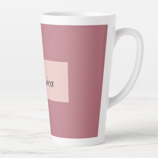 Modern Elegant Eenvoudig Roos Goud Jouw naam Latte Mok (Rechts)