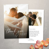 Modern Elegant Eenvoudig Script 2 foto's Trouwen Bedankkaart