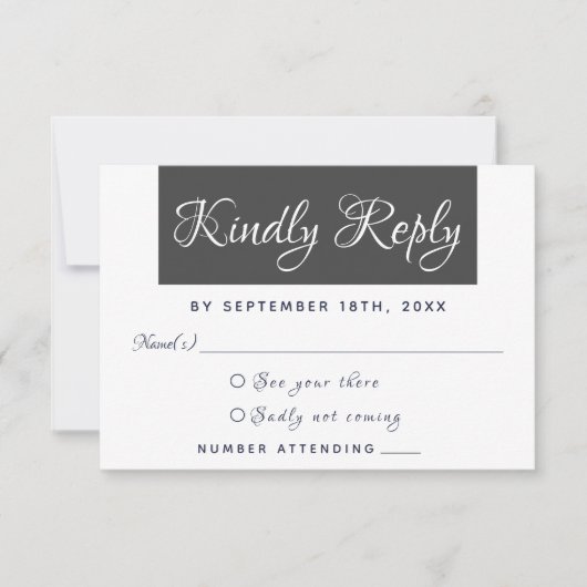 Modern Elegant Eenvoudig Script Vriendelijk Antwoo RSVP Kaartje (Voorkant)
