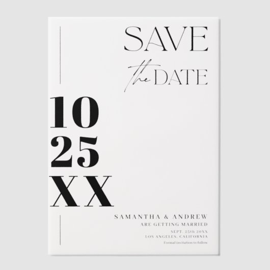 Modern Elegant Eenvoudig Vet Script Bewaar de datu Vellum Uitnodigingen (Voorkant)