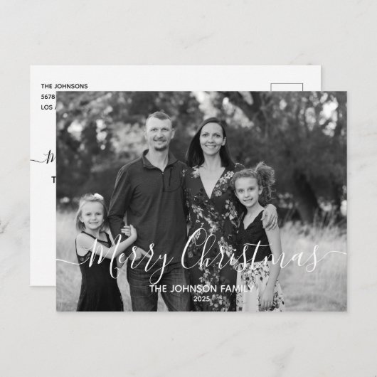 Modern Elegant Eenvoudig Vrolijk Kerstfeest met Fo Briefkaart (Voorkant / Achterkant)