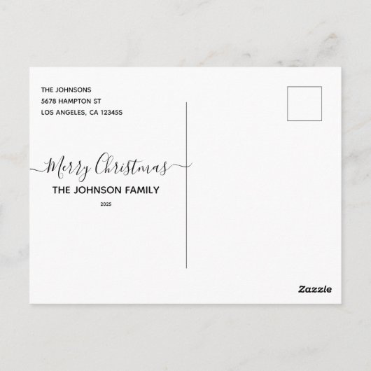 Modern Elegant Eenvoudig Vrolijk Kerstfeest met Fo Briefkaart (Achterkant)