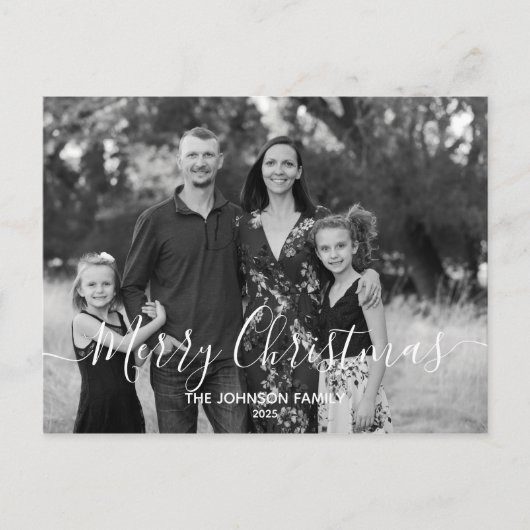 Modern Elegant Eenvoudig Vrolijk Kerstfeest met Fo Briefkaart (Voorkant)