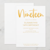 Modern Elegant Eenvoudig Wit 19 Verjaardagsfeestje Kaart (Voorkant / Achterkant)