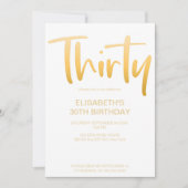 Modern Elegant Eenvoudig Wit 30E Verjaardagsfeestj Kaart (Voorkant)