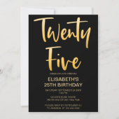 Modern Elegant Eenvoudig Zwart 25E Verjaardagsfees Kaart (Voorkant)