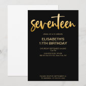 Modern Elegant Eenvoudig Zwart/Goud 17 Verjaardags Kaart (Voorkant / Achterkant)