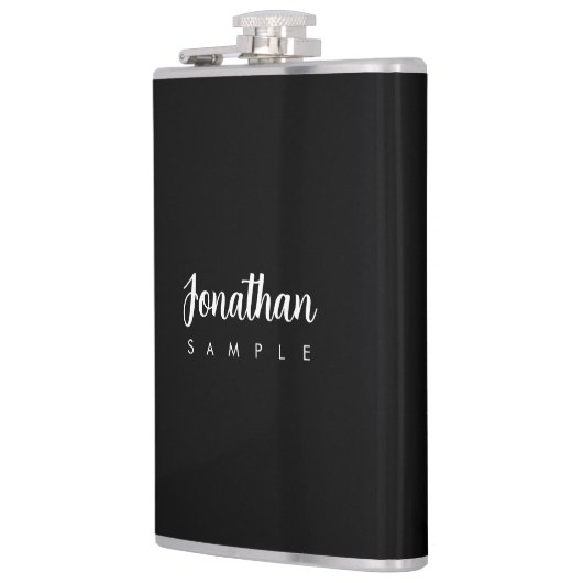 Modern Elegant Eenvoudige Sjabloon Typografie Naam Heupfles (Links)