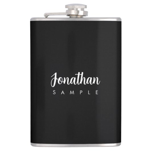 Modern Elegant Eenvoudige Sjabloon Typografie Naam Heupfles (Voorkant)