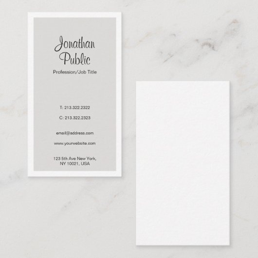 Modern Elegant Eenvoudige Verticale Sjabloon Trend Visitekaartje (Voorkant / Achterkant)