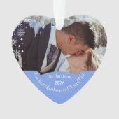 Modern Elegant Eerste Kerstmis, Mrs Heart Foto Ornament (voorkant)