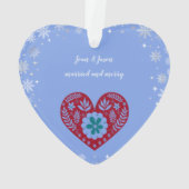 Modern Elegant Eerste Kerstmis, Mrs Heart Foto Ornament (achterkant)