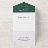 Modern Elegant Emerald Green Foto RSVP Wedding All In One Uitnodiging (Buitenkant)