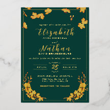 Modern Elegant Emerald Green & Gold Floral Wedding