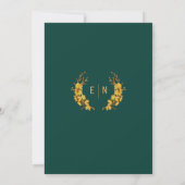 Modern Elegant Emerald Green & Gold Floral Wedding Kaart (Achterkant)