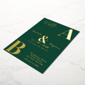 Modern Elegant Emerald Green Wedding Folie Uitnodiging (Gedraaid)