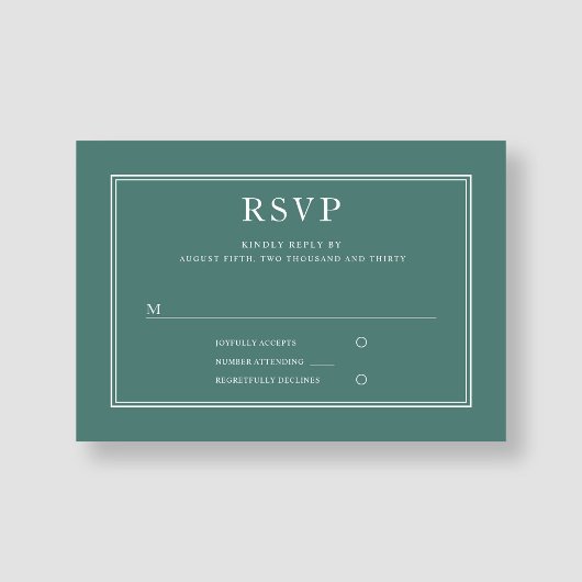 Modern Elegant Emerald Green Wedding RSVP Kaartje