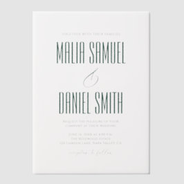 Modern Elegant Emerald Green Wedding Vellum Uitnodigingen