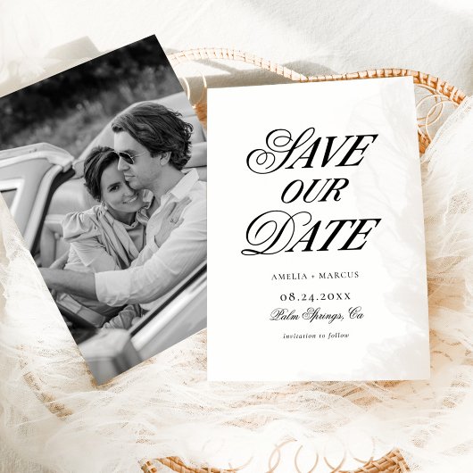 Modern Elegant en Bold Bewaar onze Datum Kaart