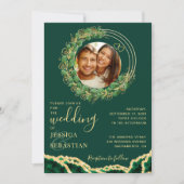 Modern Elegant Eucalyptus Agate Emerald Wedding Kaart (Voorkant)