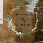 Modern, elegant, eucalyptus, bruiloft raamsticker