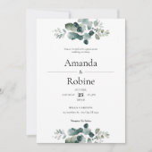 Modern Elegant Eucalyptus Greenery Wedding Kaart (Voorkant)