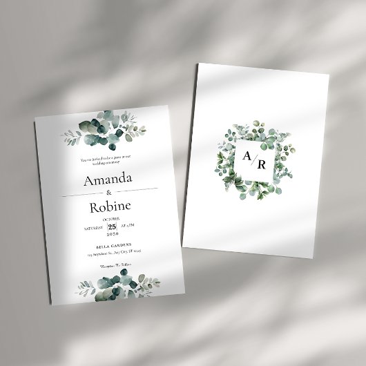 Modern Elegant Eucalyptus Greenery Wedding Kaart
