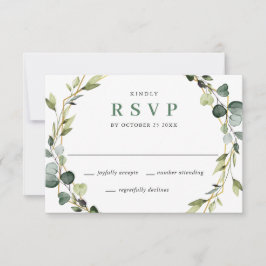 Modern Elegant Eucalyptus Krans Lijst Bruiloft RSVP Kaartje