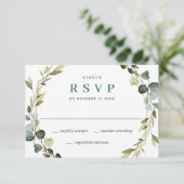 Modern Elegant Eucalyptus Krans Lijst Bruiloft RSVP Kaartje (Staand voorkant)