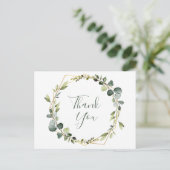 Modern Elegant Eucalyptus krans Lijst dank u Briefkaart (Staand voorkant)