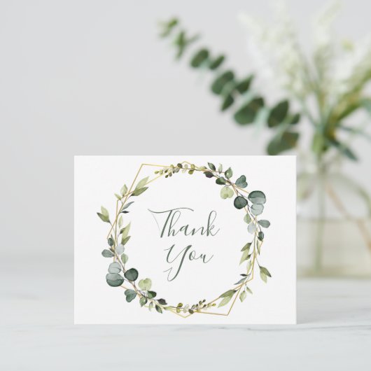 Modern Elegant Eucalyptus krans Lijst dank u Briefkaart (Staand voorkant)