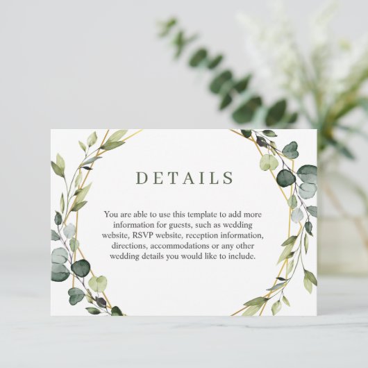 Modern Elegant Eucalyptus krans Lijst gebladerte Informatiekaartje (Staand voorkant)