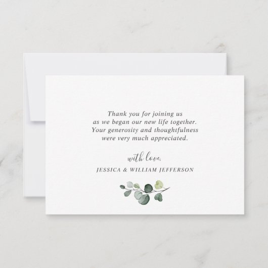 Modern Elegant Eucalyptus Krans Stijlvol Lijst Bedankkaart (Achterkant)