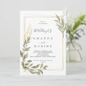 Modern Elegant Eucalyptus Weddenschap Kaart (Staand voorkant)