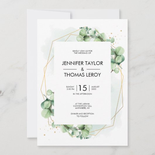 Modern Elegant Eucalyptus Wedding Greenery Chic Kaart (Voorkant)