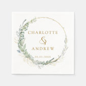 Modern, elegant, eucalyptus, wit huwelijk servet (Voorkant)