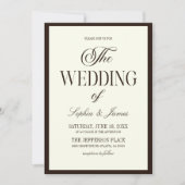 Modern Elegant Expresso Brown Ivory Wedding Kaart (Voorkant)