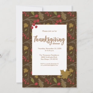 Modern Elegant Fall laat Thanksgiving Brown Kaart