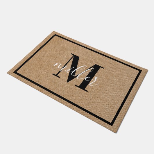 Modern Elegant Familienaam Monogram Doormat Deurmat (Schuin)