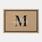 Modern Elegant Familienaam Monogram Doormat Deurmat (Voorkant)