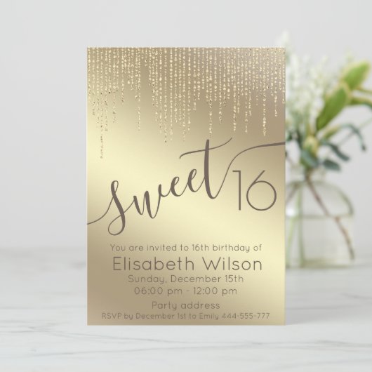 Modern elegant fancy gouden script lief 16 kaart (Staand voorkant)