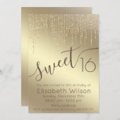 Modern elegant fancy gouden script lief 16 kaart (Voorkant / Achterkant)
