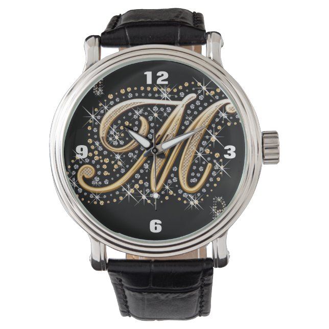 modern elegant fancy letter M monogram Horloge (Voorkant)