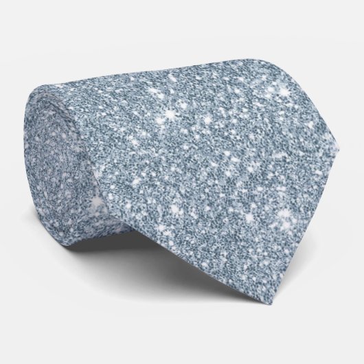 Modern Elegant Faux Dusty Blue Glitter Stropdas (Opgerold)