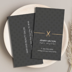 Modern Elegant Faux Gold Black Dotted Hair Stylist Visitekaartje