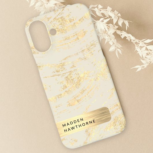 Modern Elegant Faux Gold Brushed Metal Folie Chic Case-Mate iPhone Case