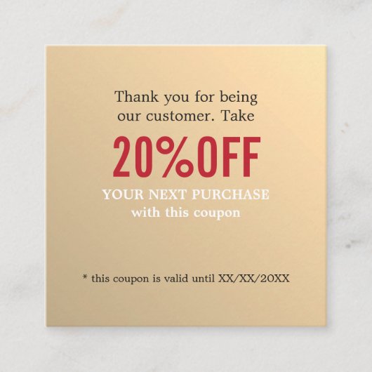 Modern Elegant Faux Gold Coupon (Voorkant)